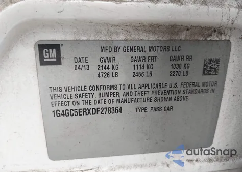 2013 Buick Lacrosse Leather Group z USA, uszkodzony, nr VIN 1G4GC5ERXDF278364